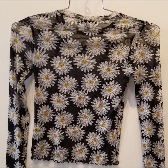Forever 21 Sheer Floral Stretch Crop Top Size S - Picture 7 of 9